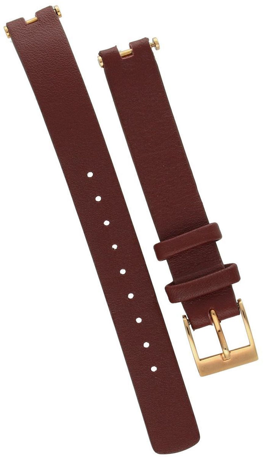 brązowy skórzany pasek do zegarka SKAGEN SKW2641 o szerokości mocowania 12 mm. Gładki, elegancki pasek z stalową sprzączką w różowym pozłacaniu.1.jpg